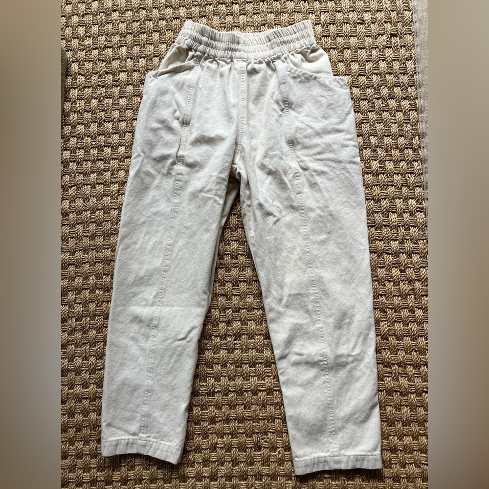 Elizabeth Suzann Cream Elastic-Waist Trousers